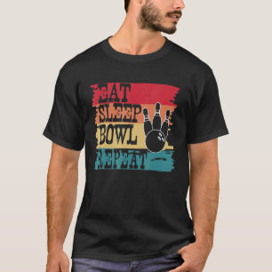 Essen Sie schlafende Bowl Wiederholen Retro Vintag T-Shirt
