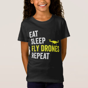 Essen Sie schlafende Fly Drones Wiederholen Drone T-Shirt