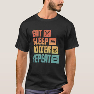 Essen Sie schlafende Soccer Wiederholung Retro Soc T-Shirt