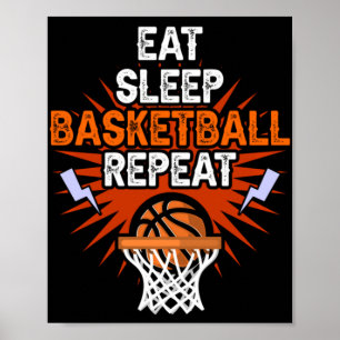 Essen Sie schlafenden Basketball Wiederholen Spiel Poster