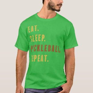Essen Sie schlafendes Pickleball Wiederholen Retro T-Shirt