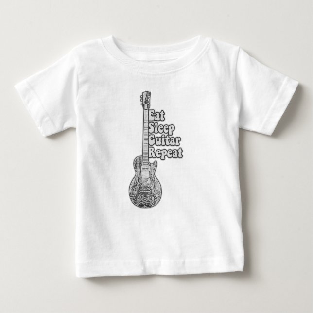 Essen Sie schlafgitarre wiederholen. rerto schwarz Baby T-shirt (Vorderseite)