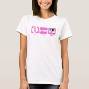 essen Sie Schlafklavierrosa T-Shirt