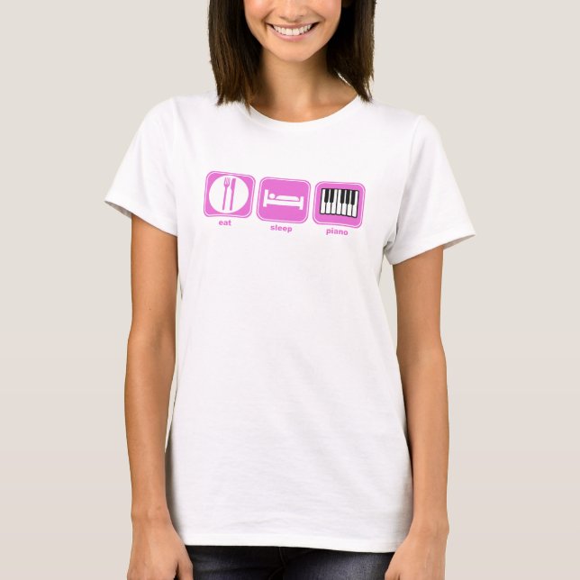 essen Sie Schlafklavierrosa T-Shirt (Vorderseite)