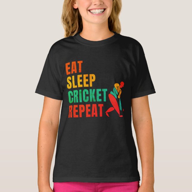 ESSEN SIE SCHLAFKRICKET-WIEDERHOLUNG - KRICKET-LOC T-Shirt (Vorderseite)