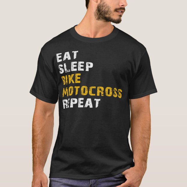 Essen Sie schlafradfahren motocross T-Shirt (Vorderseite)