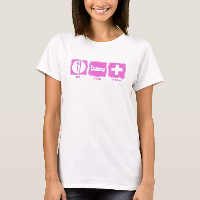 essen Sie Schlafrettungsrosa T-Shirt (Vorderseite)