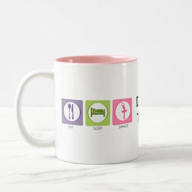 Essen Sie Schlaftanz! Zweifarbige Tasse (Links)