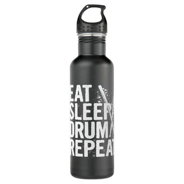Essen Sie Schlaftrommel Wiederholen Drumming Rock  Edelstahlflasche (Vorderseite)