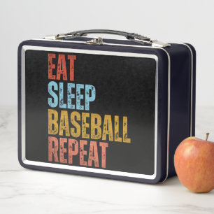 ESSEN SIE SLEEP BASEBALL WIEDERHOLEN METALL BROTDOSE
