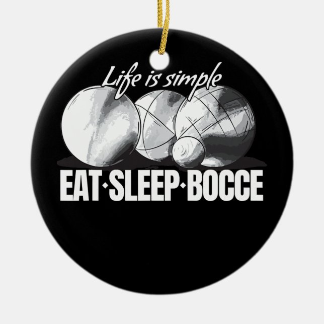 Essen Sie Sleep Bocce Ball Set mit Jack Bocci Game Keramik Ornament (Vorne)