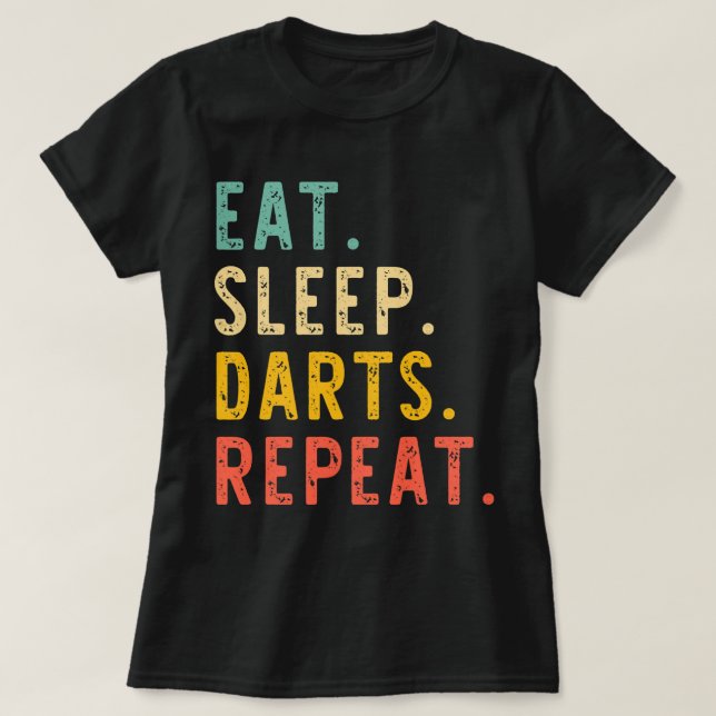 Essen Sie Sleep Darts Player Team Lover Retro Vint T-Shirt (Design vorne)