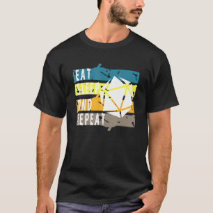 Essen Sie Sleep Dnd Wiederholung Dice Rpg Nerd Rol T-Shirt