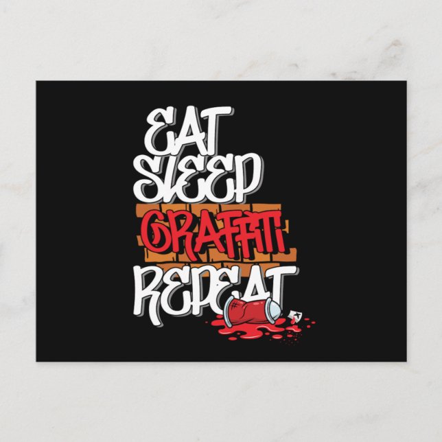 Essen Sie Sleep Graffiti Repeat Spray-Bilder Postkarte (Vorderseite)