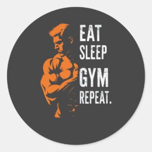 Essen Sie Sleep Gym Repeat Workout T - Shirt Runder Aufkleber