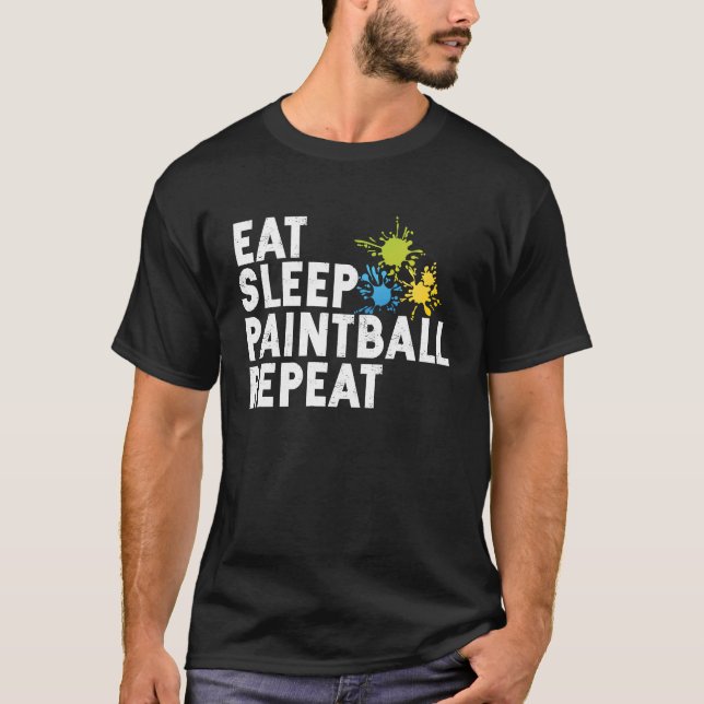 Essen Sie Sleep Paintball Painter Soft Airsoft Pla T-Shirt (Vorderseite)