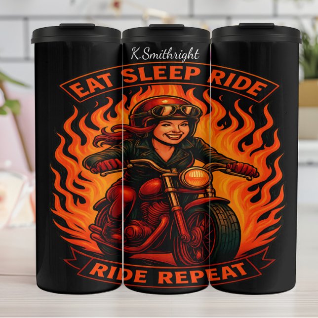 Essen Sie Sleep Ride Wiederholung Flaming Rider Thermosbecher (Von Creator hochgeladen)