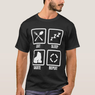 Essen Sie Sleep Skate Wiederholwalze Skaten-Enthus T-Shirt