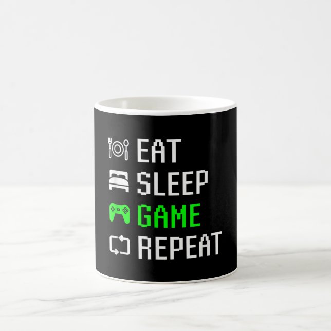 Essen Sie Sleep Video Game Wiederholen Funny Gamer Kaffeetasse (Mittel)