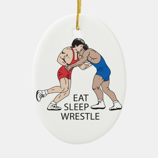 ESSEN SIE SLEEP WRESTLE KERAMIK ORNAMENT (Vorne)