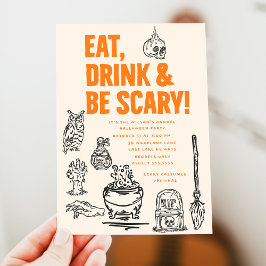 Essen Sie trinken und Beängstigend erwachsenes Hal Einladung