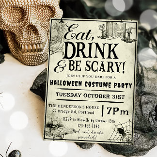 Essen Sie trinken und Beängstigend Halloween-Party Einladung