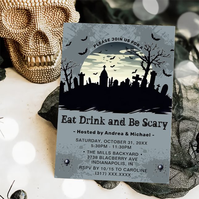 Essen Sie trinken und Beängstigend Halloween-Party Einladung (Von Creator hochgeladen)
