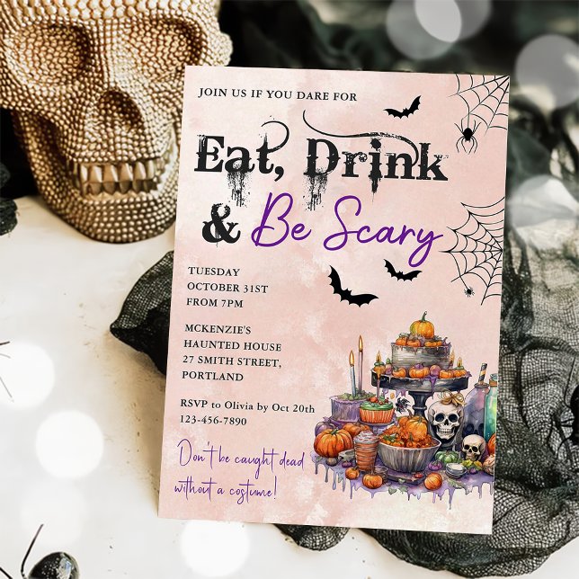 Essen Sie trinken und Beängstigend Halloween-Party Einladung (Von Creator hochgeladen)