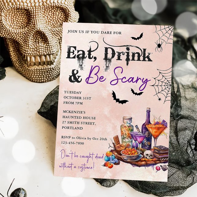 Essen Sie trinken und Beängstigend Halloween-Party Einladung (Von Creator hochgeladen)