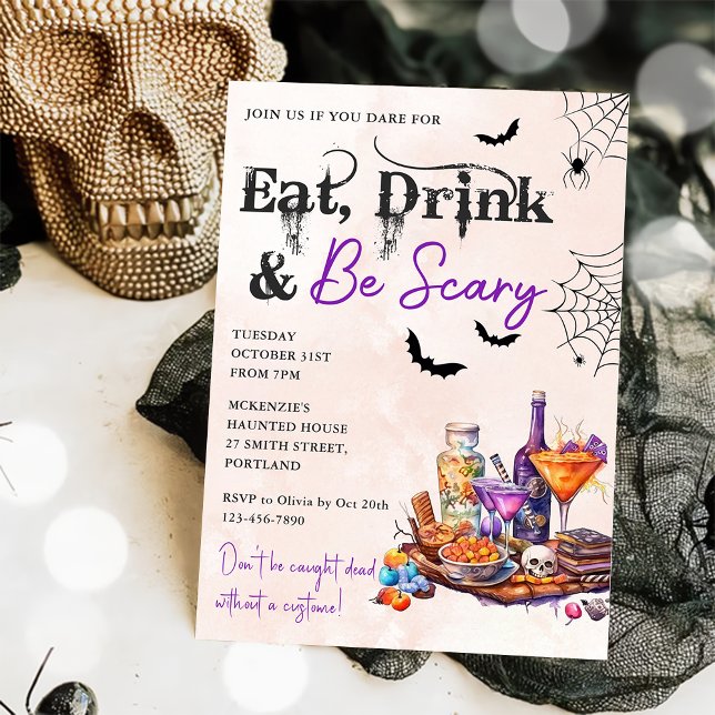Essen Sie trinken und Beängstigend Halloween-Party Einladung (Von Creator hochgeladen)