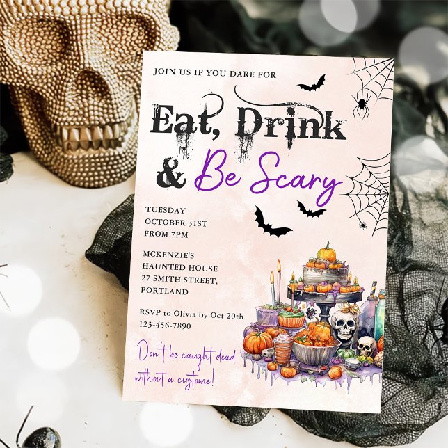 Essen Sie trinken und Beängstigend Halloween-Party Einladung (Von Creator hochgeladen)
