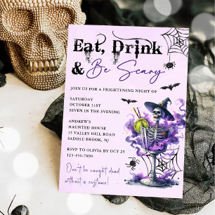 Essen Sie trinken und Beängstigend Halloween-Party Einladung