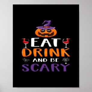 Essen Sie trinken und Beängstigend Halloween-Party Poster