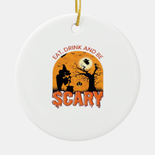 Essen Sie trinken und Beängstigend Halloween Szene Keramik Ornament