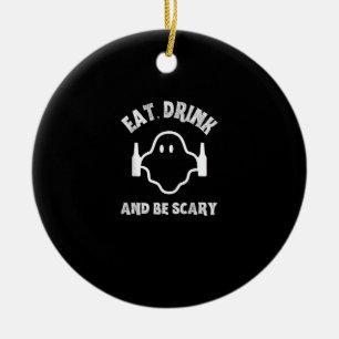 Essen Sie trinken und Beängstigendes Halloween-Par Keramik Ornament