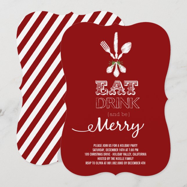 Essen Sie trinken und genießen Sie die Rustikale F Einladung (Vorne/Hinten)