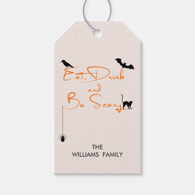 Essen Sie trinken und seien Sie Beängstigend Hallo Geschenkanhänger (Vorderseite)