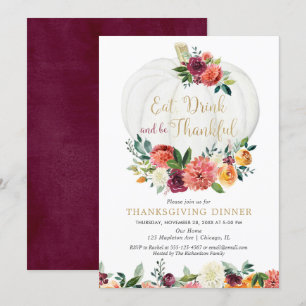 Essen Sie trinken und seien Sie dankbar Blumenkohl Einladung