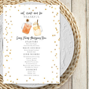 Essen Sie trinken und seien Sie dankbar Erntedank Menükarte