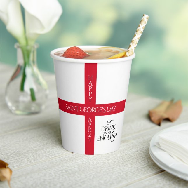 Essen Sie trinken und seien Sie englische St Georg Pappbecher (In Situ)