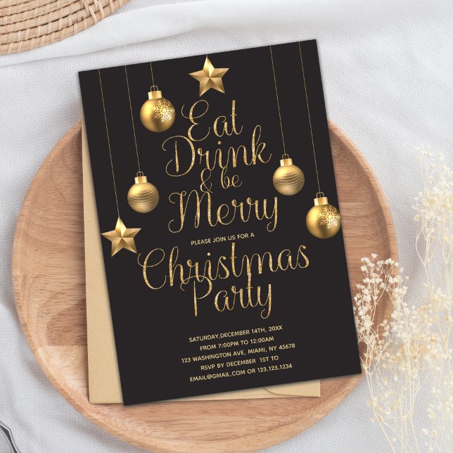 Essen Sie trinken und seien Sie frohe Weihnachten  Einladung (Eat Drink And Be Merry Christmas Invitations)