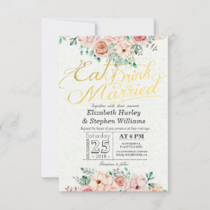 Essen Sie trinken und seien Sie Verheiratete Blume Einladung