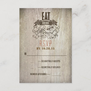 Essen Sie trinken und verheiratet Hochzeitskarten RSVP Karte