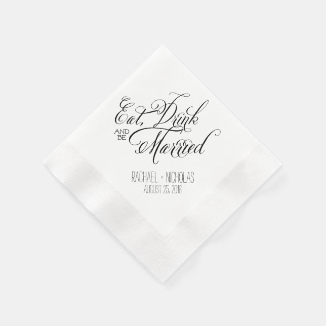 Essen Sie trinken und Verheiratet sein | Hochzeit Serviette (Ecke)