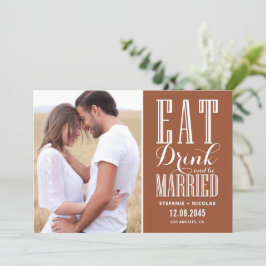 Essen Sie trinken und Verheiratet sein Terracotta Save The Date