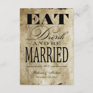 Essen Sie trinken und Verheiratet sein - Vintages RSVP Karte