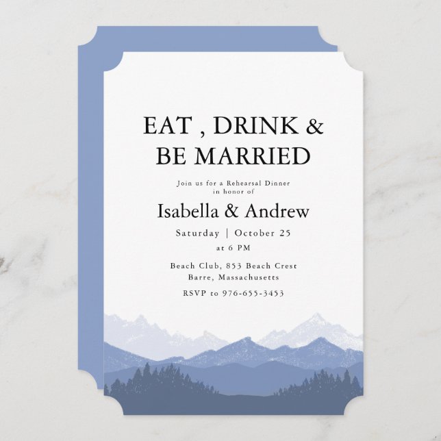 Essen Sie trinken & Verheiratete Probe am Abend Einladung (Vorne/Hinten)