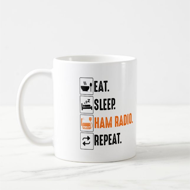 Essen Sleep Amateur Ham Radio Kaffeetasse (Links)