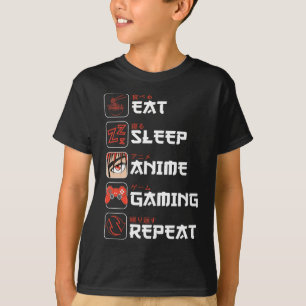 Essen Sleep Anime Gaming Wiederholen Shirt Teen Bo
