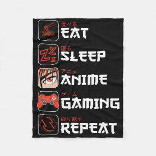 Essen Sleep Anime Gaming Wiederholen Shirt Teen Bo Fleecedecke